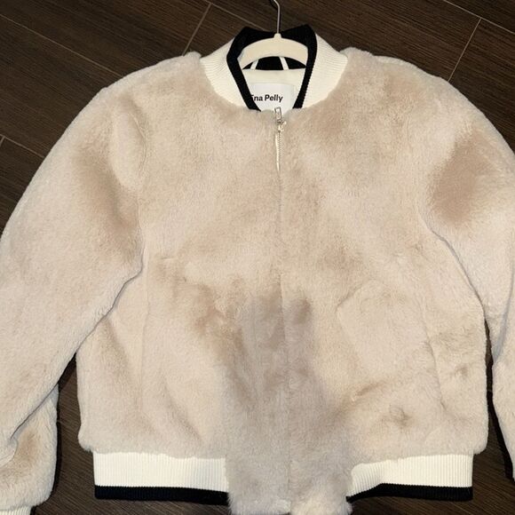 ENA PELLY Core Essential Faux Fur Bomber Jacket In Bone, 2 - Picture 6 of 9